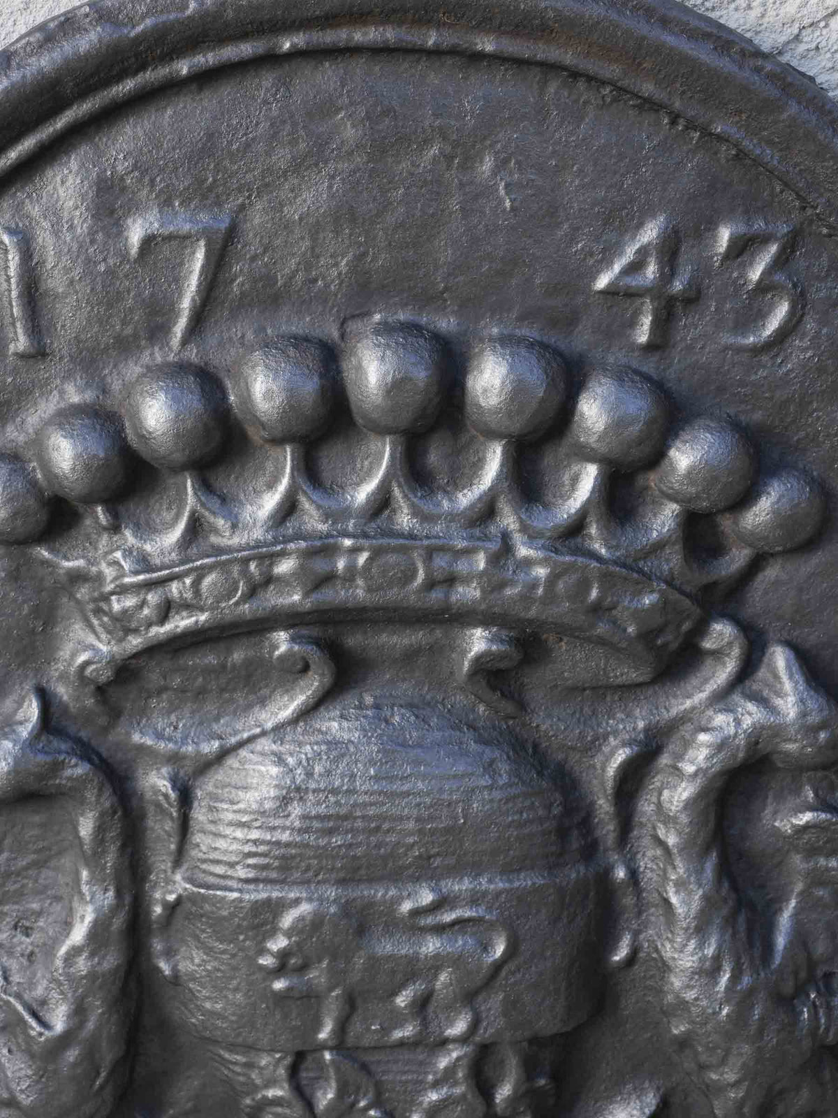 French Cast-Iron Fireback with Noble French Family Coat of Arms - 29¼" x 24½"
