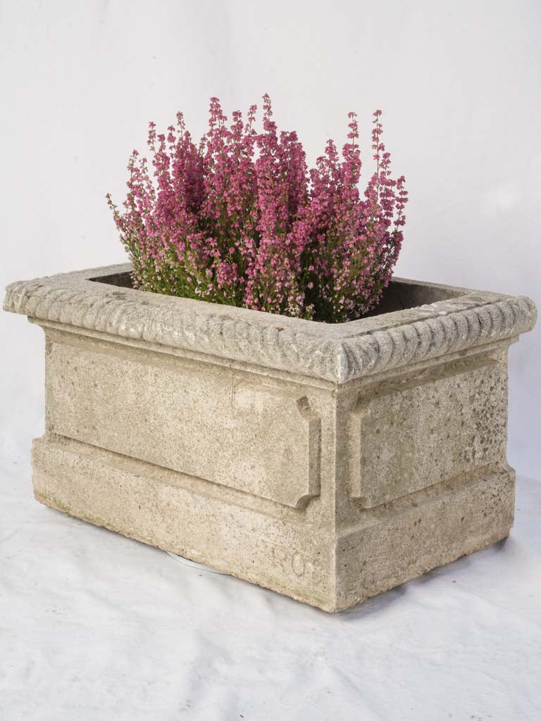Antique weathered limestone garden planter  