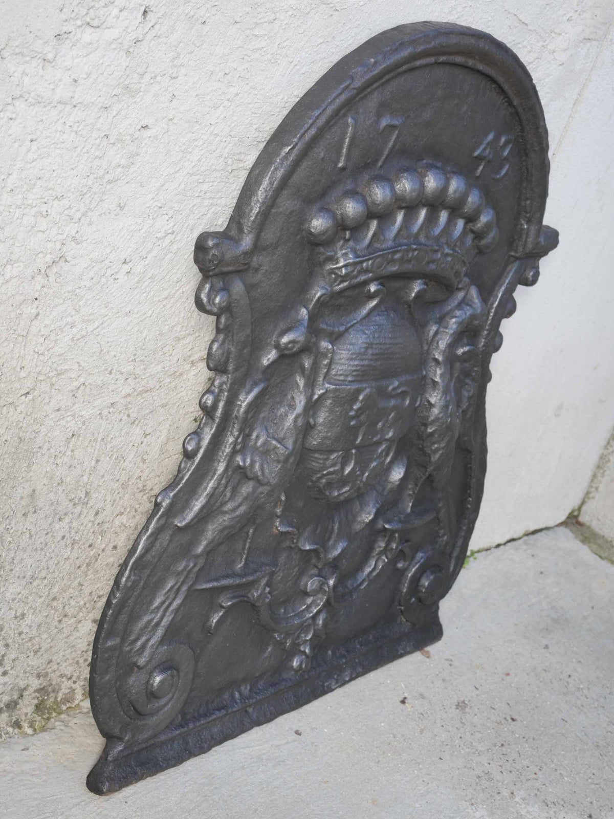 French Cast-Iron Fireback with Noble French Family Coat of Arms - 29¼" x 24½"