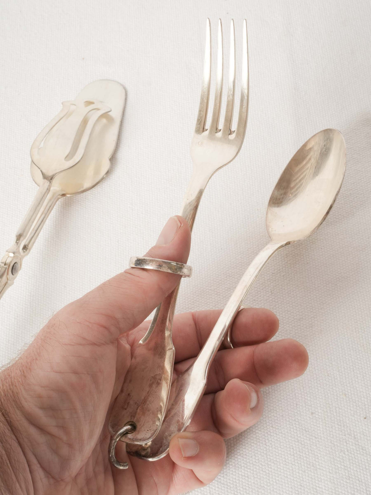 Pair of Antique French Silver Plate Serving Tongs