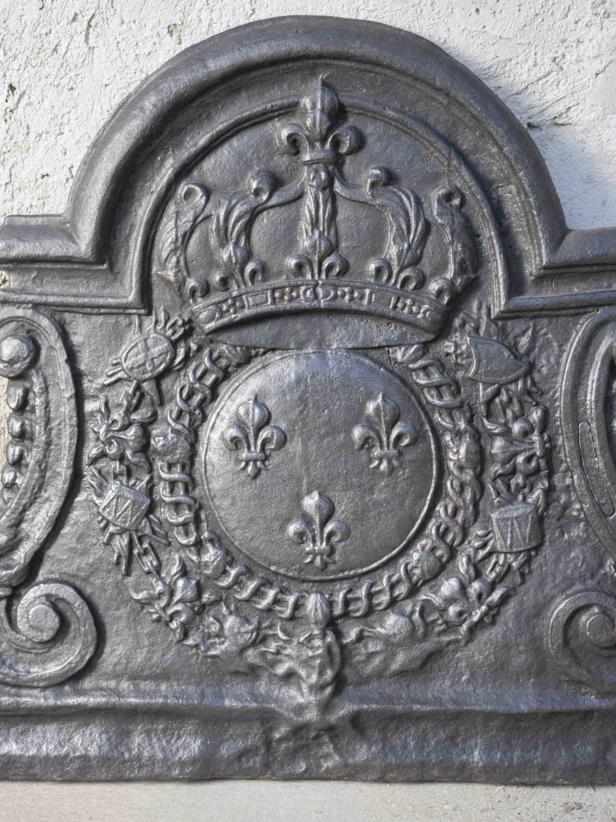 Antique French Cast-Iron Fireback w/ Royal French Coat of Arms - 31½" x 30"