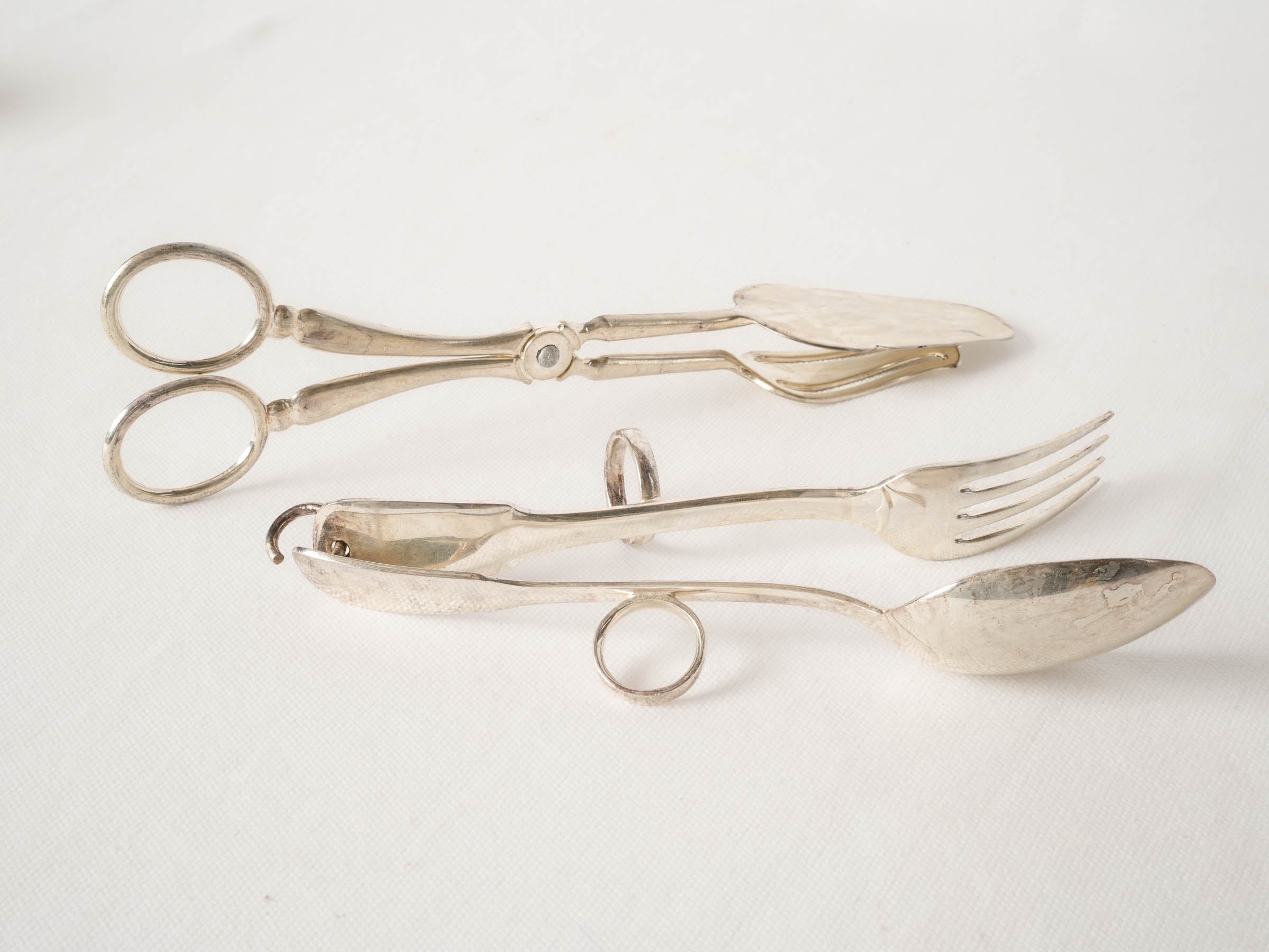 Pair of Antique French Silver Plate Serving Tongs