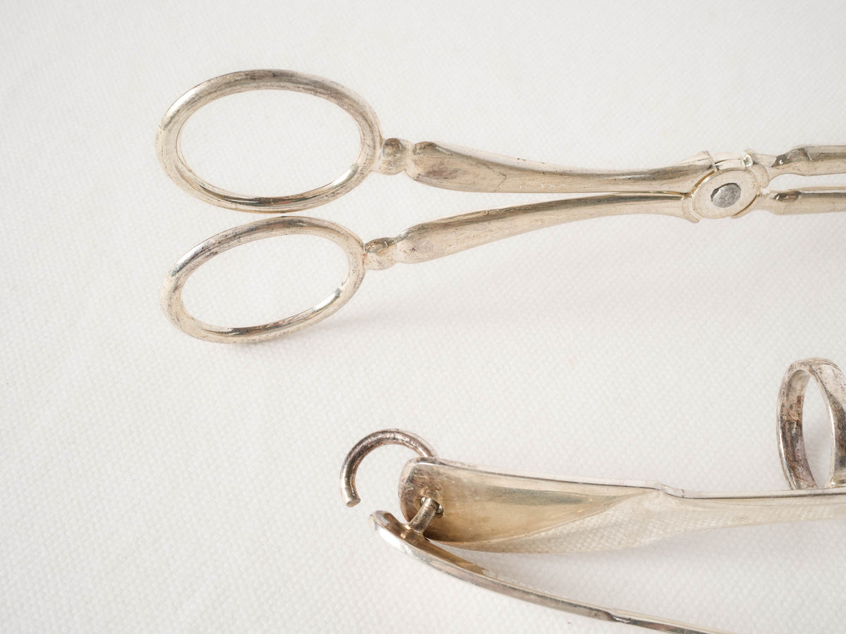 Pair of Antique French Silver Plate Serving Tongs