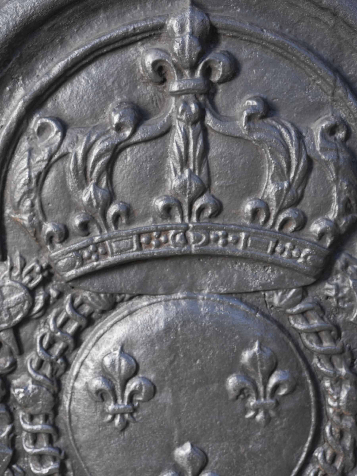 Antique French Cast-Iron Fireback w/ Royal French Coat of Arms - 31½" x 30"
