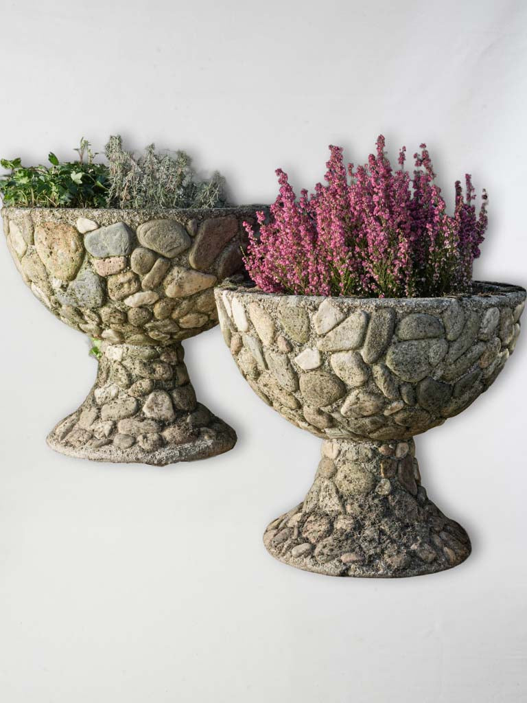 Vintage concrete pedestal planters