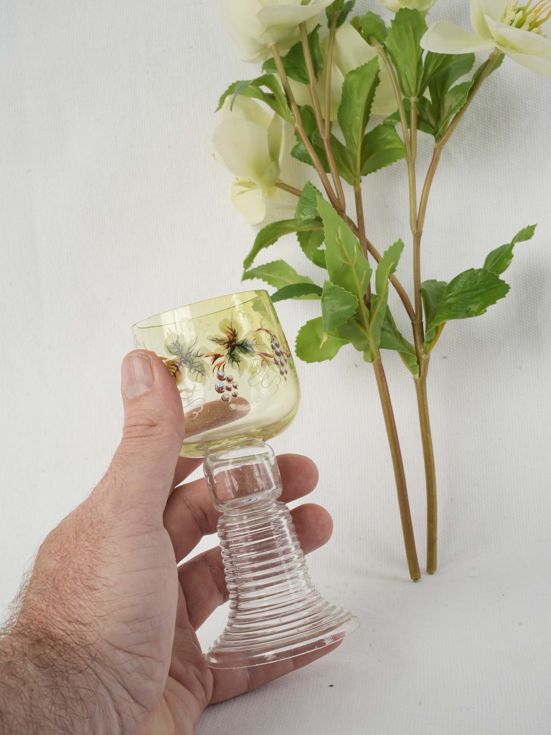 Hand-painted enameled decorative glassware