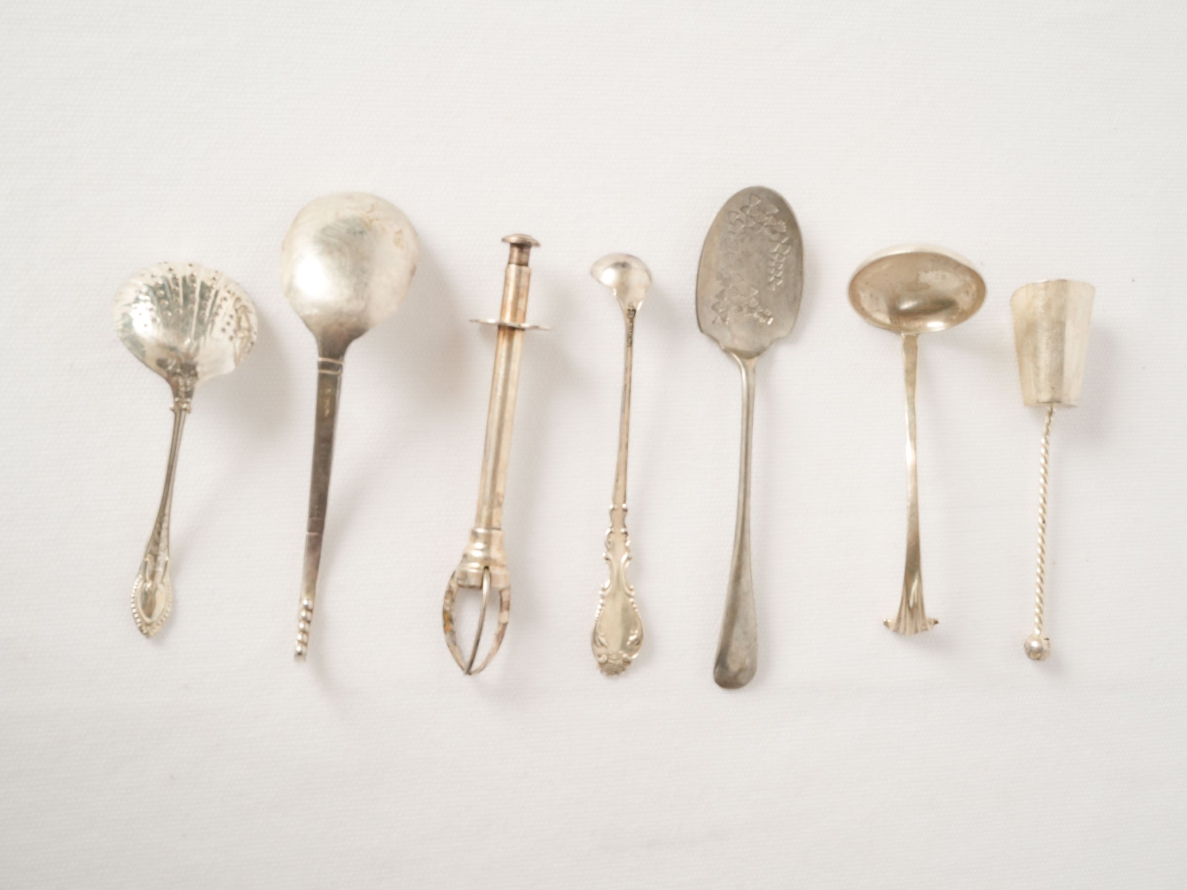 Collection of Antique Silver Plated Sugar Serving Spoons