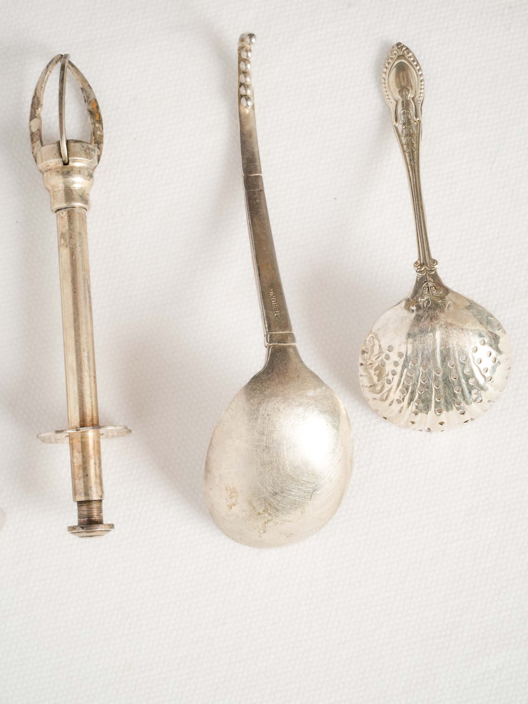 Collection of Antique Silver Plated Sugar Serving Spoons