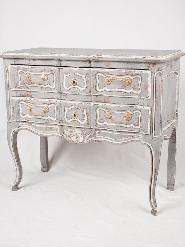 Louis XV 2 drawer commode w/ blue patina 37"