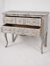 Louis XV 2 drawer commode w/ blue patina 37"