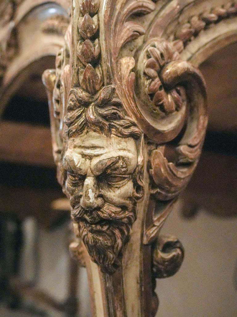 Lush scrolling shell-carved table  