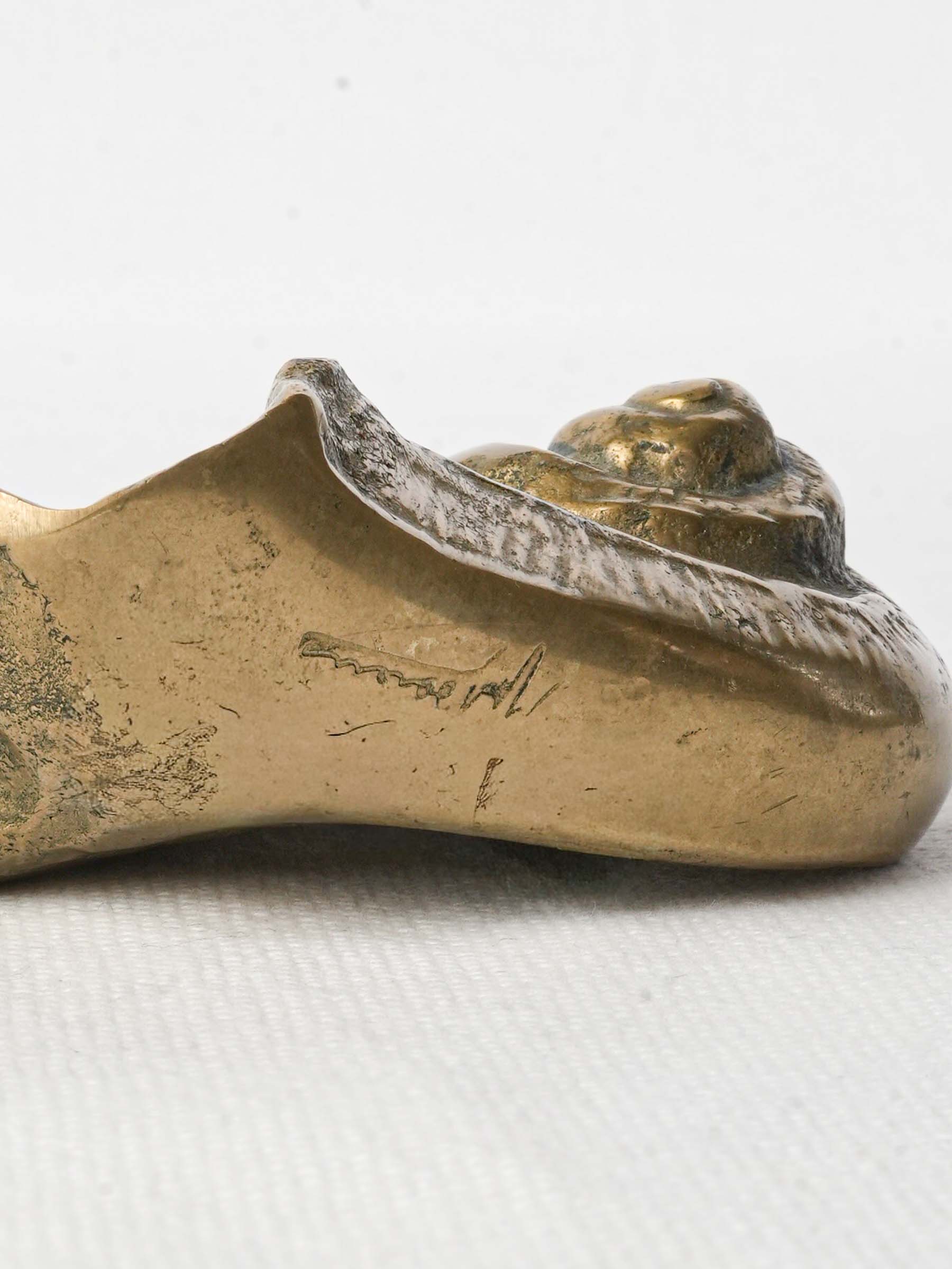 Decorative aged bronze shell form
