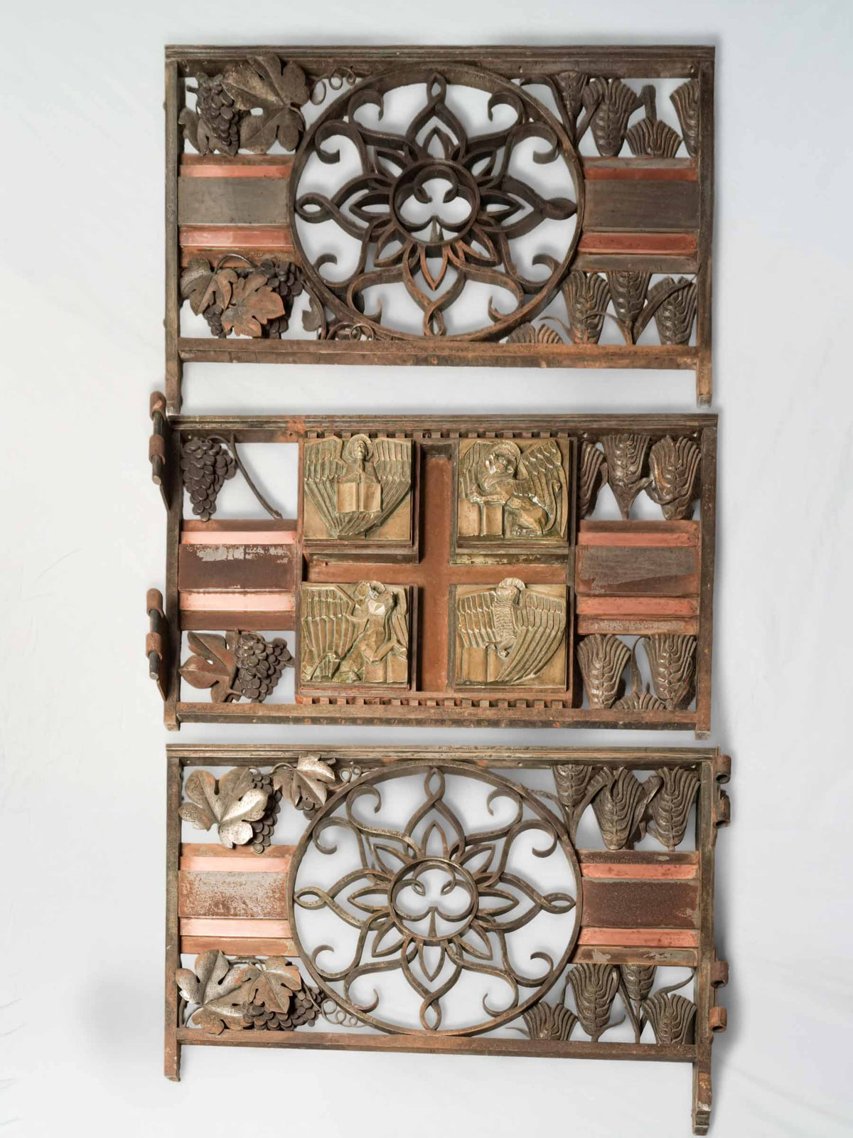 Exceptional Three-Part French Art Deco Chancel Barrier by Master Ironworker Georges Bernardin