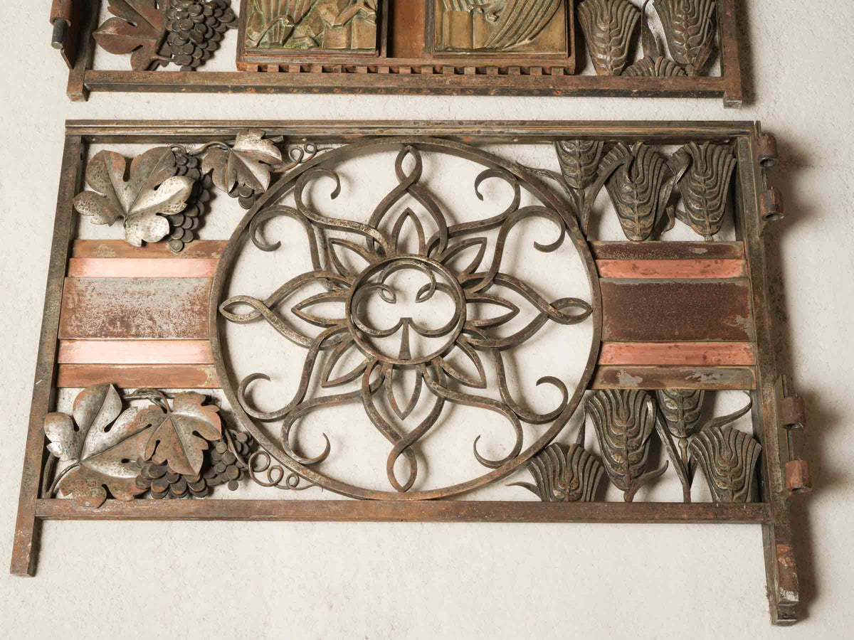 Exceptional Three-Part French Art Deco Chancel Barrier by Master Ironworker Georges Bernardin