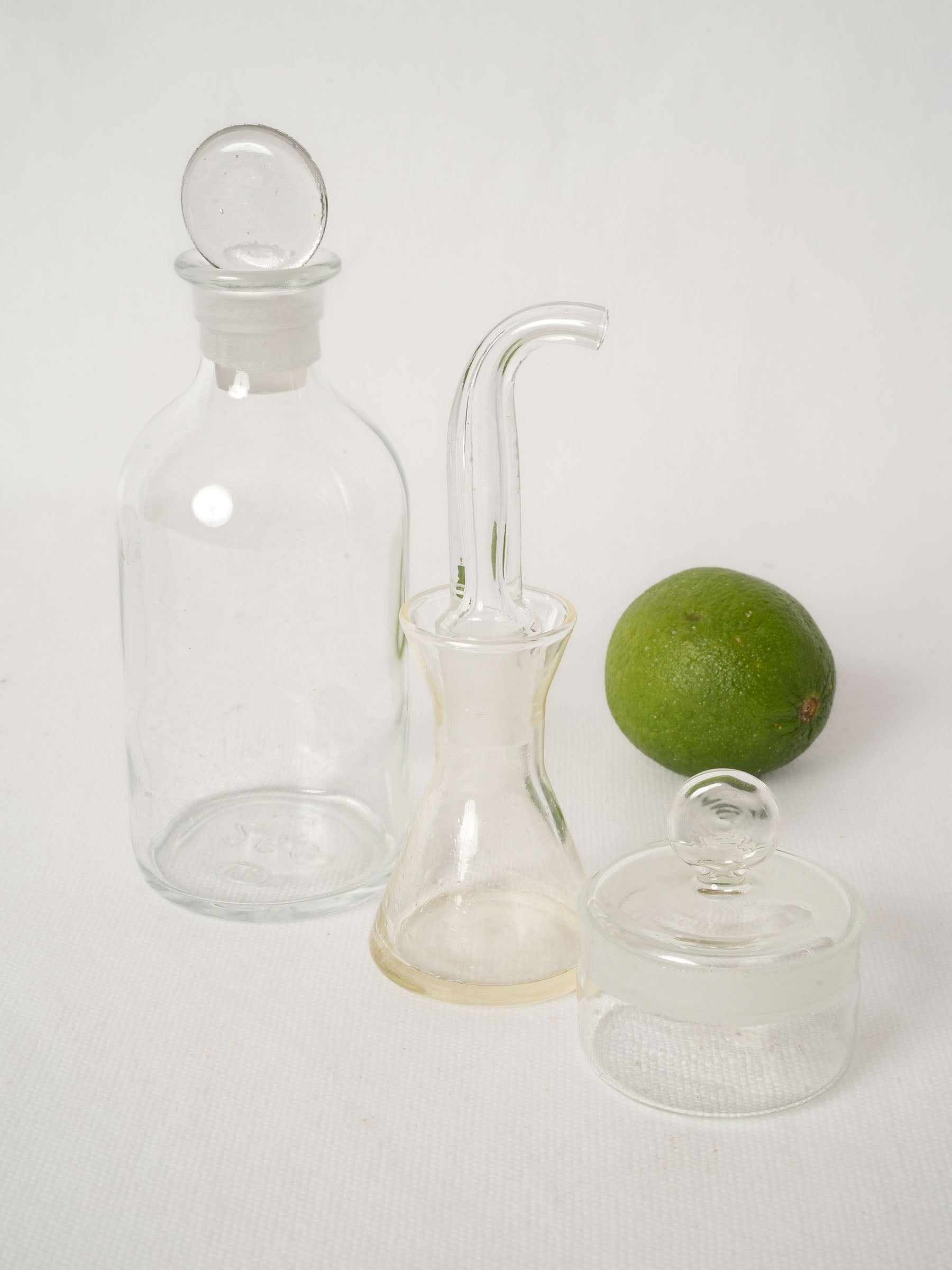 Set of Three Antique Glass Olive Oil Pourers