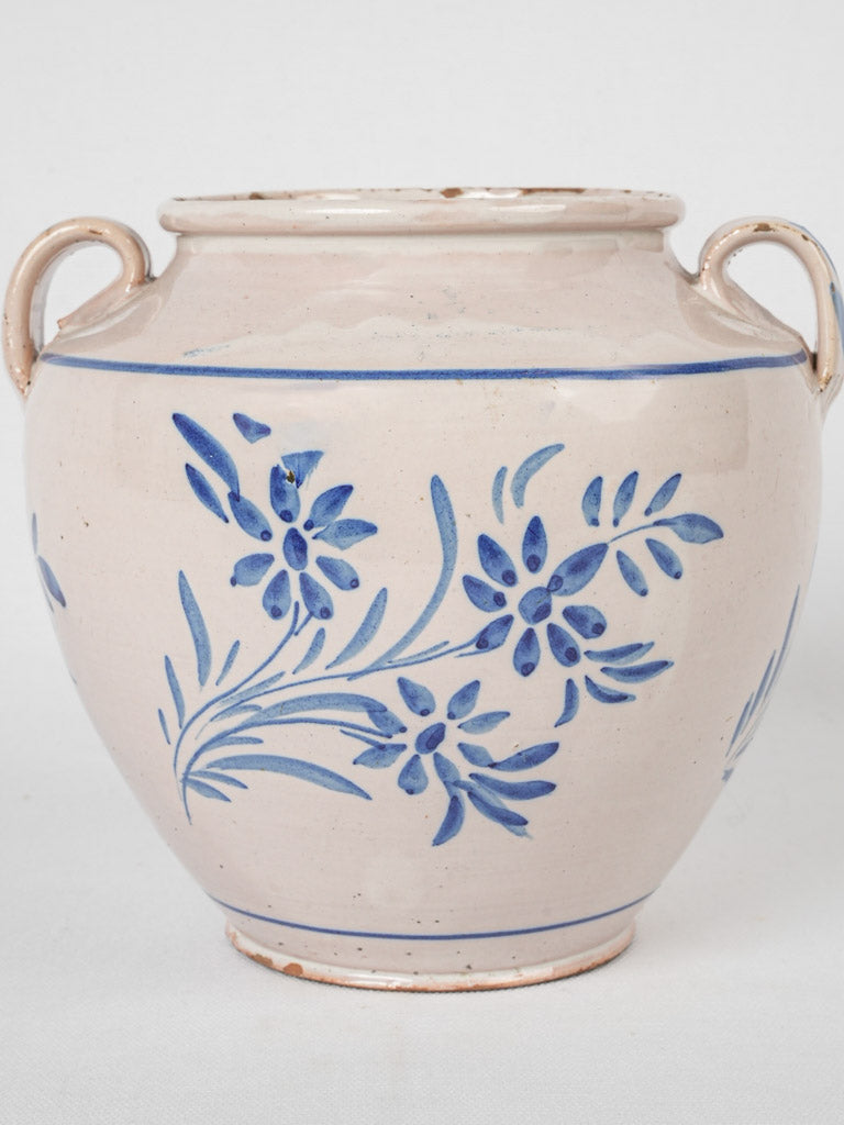Rustic vintage blue floral container