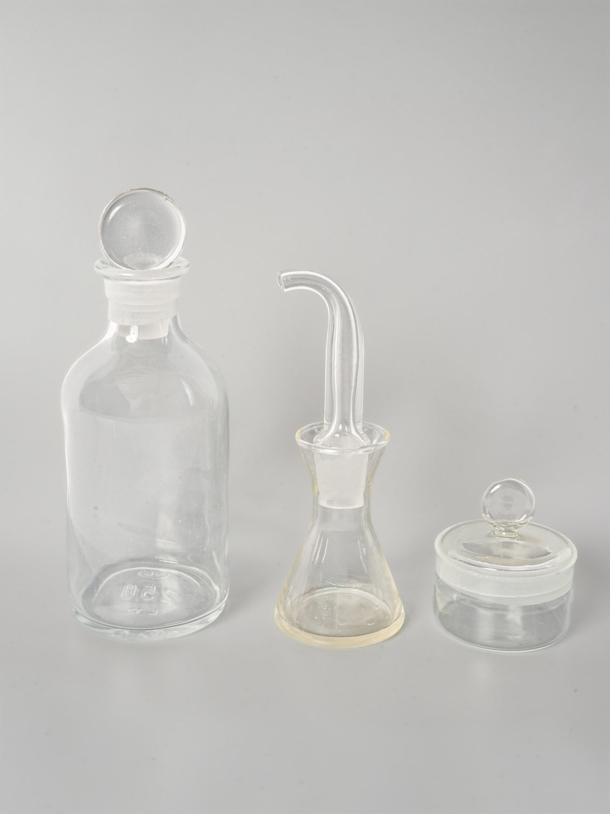 Set of Three Antique Glass Olive Oil Pourers