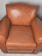 Pair of French leather club chairs - Moustache back