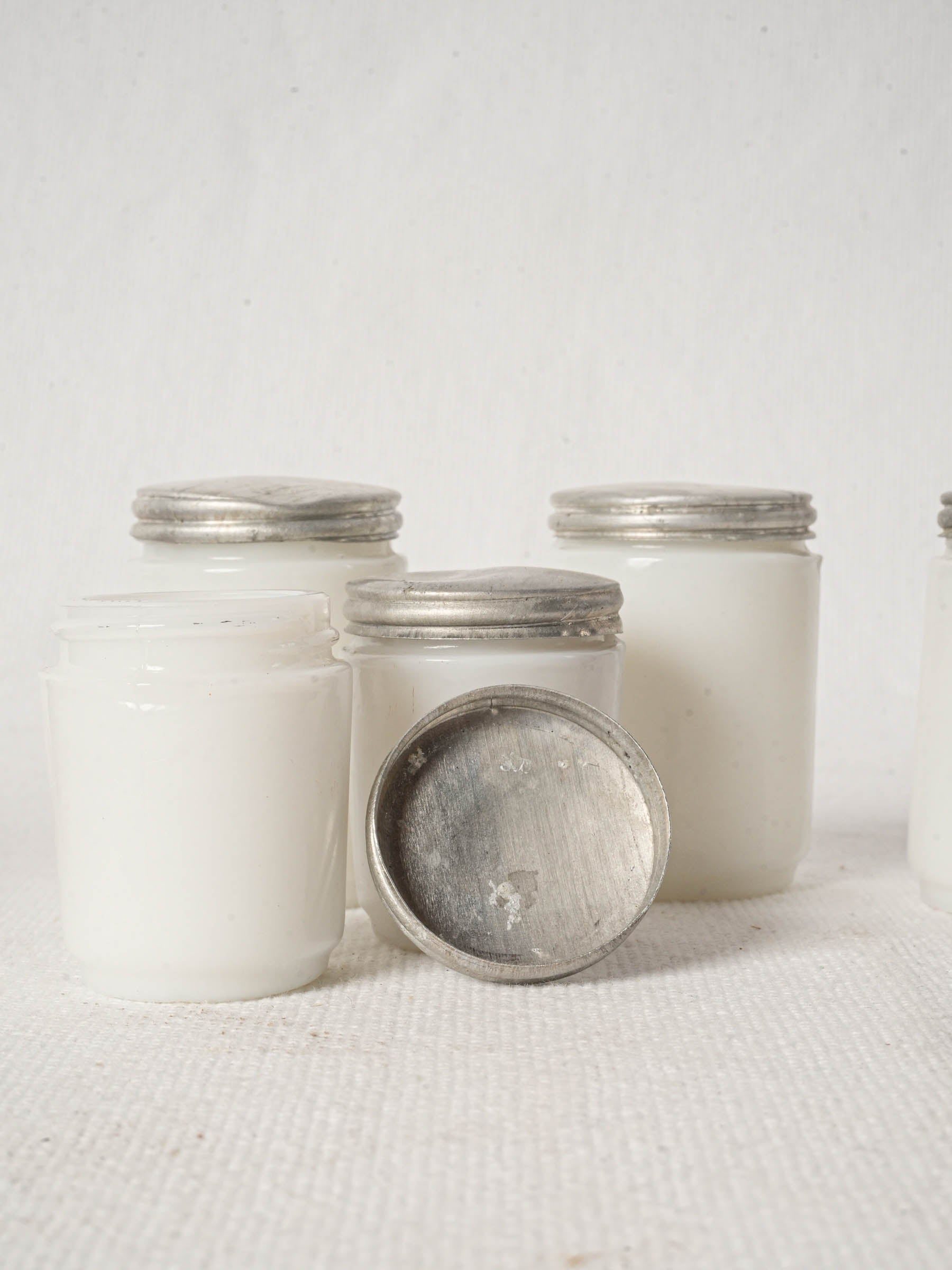 Set of 5 Antique French Opaline Glass Apothecary Jars