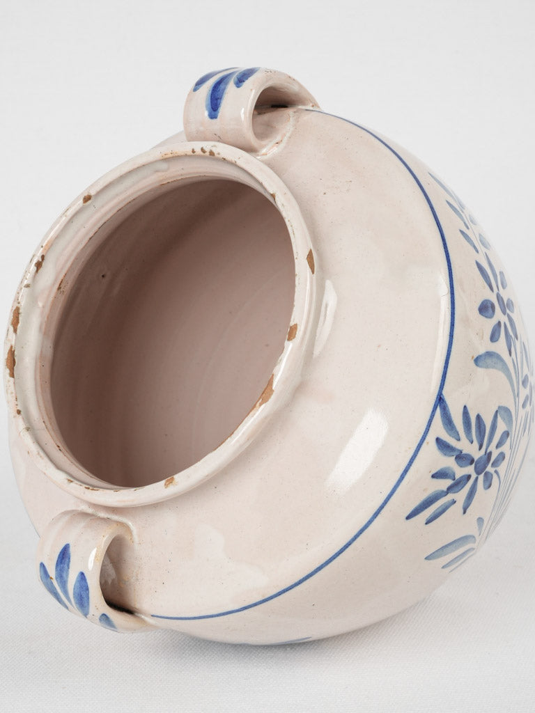 Vintage Mediterranean blue floral crock