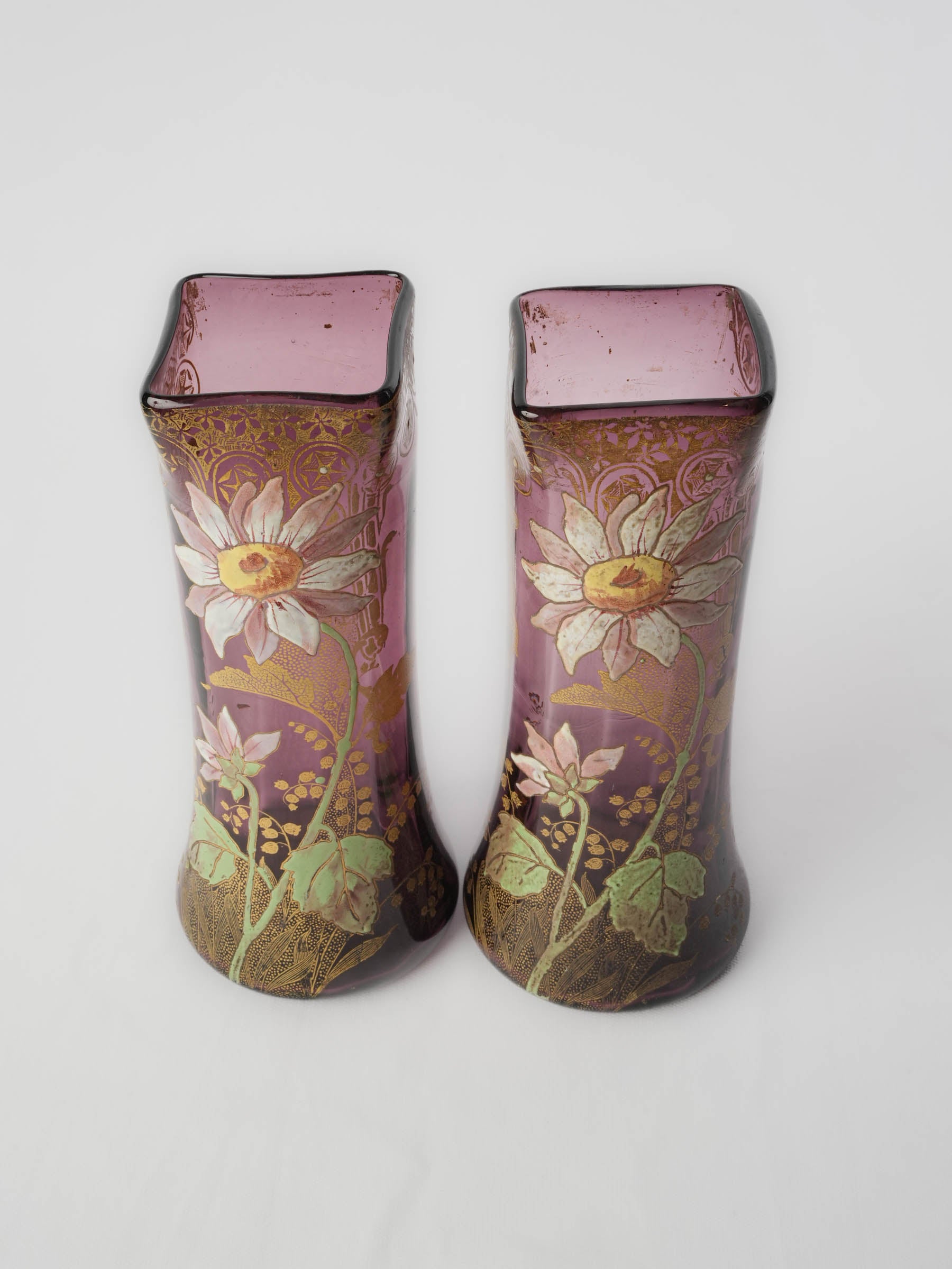 Ornate gilded glass vases