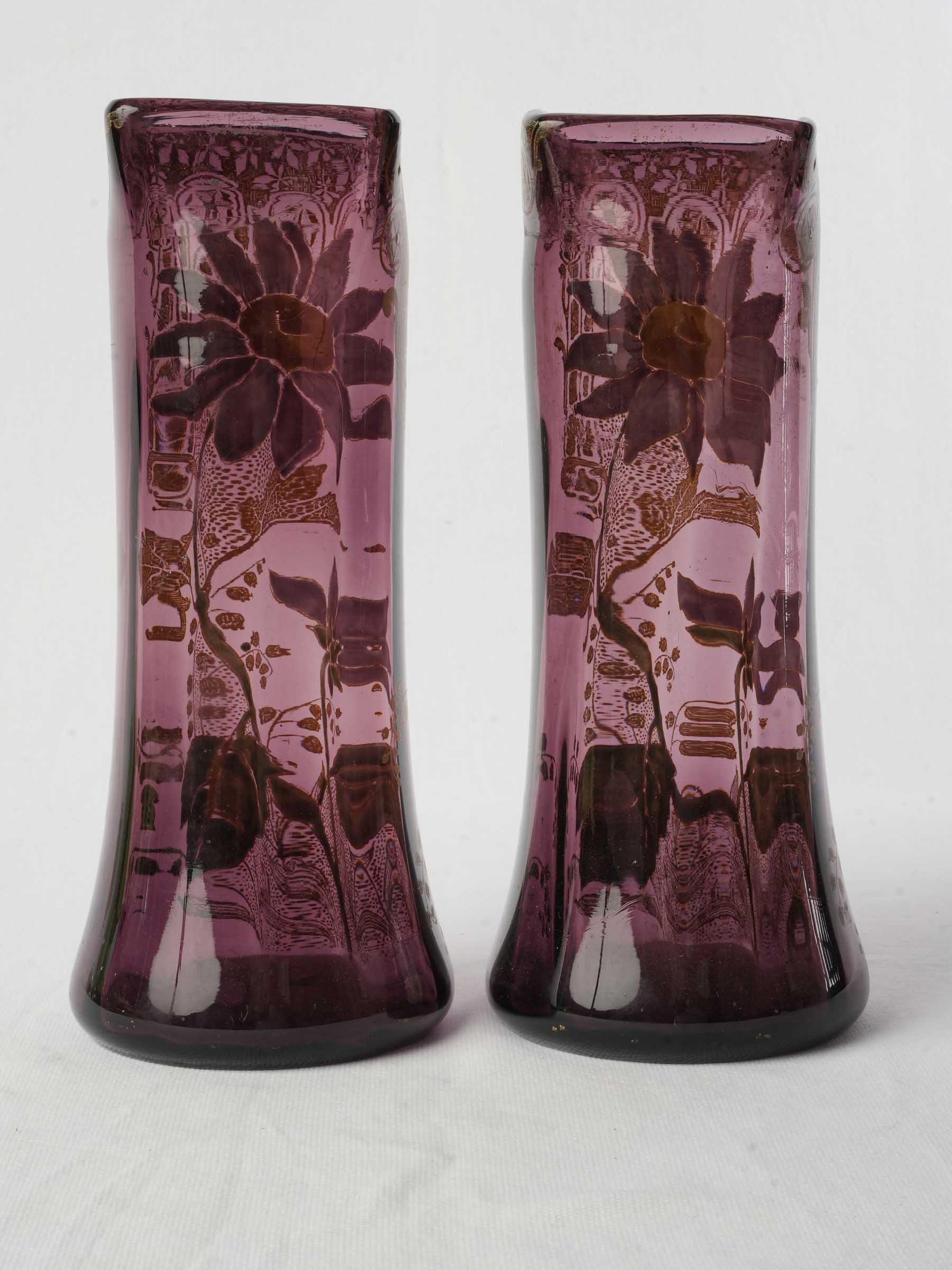 Delicate naturalistic motif vases