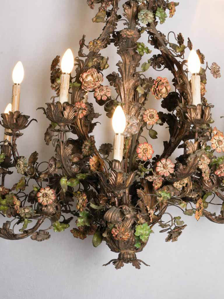Antique Piedmontese iron chandelier