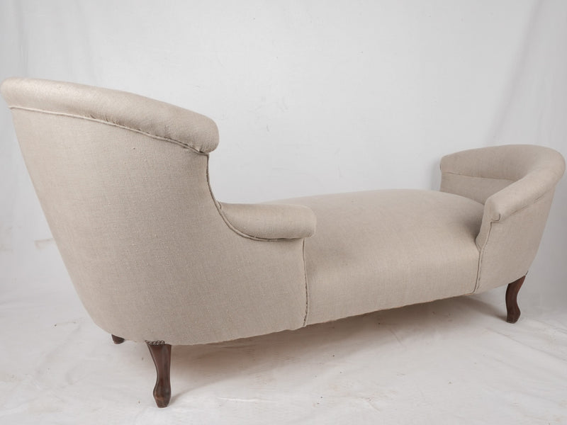 Restored beige linen chaise longue
