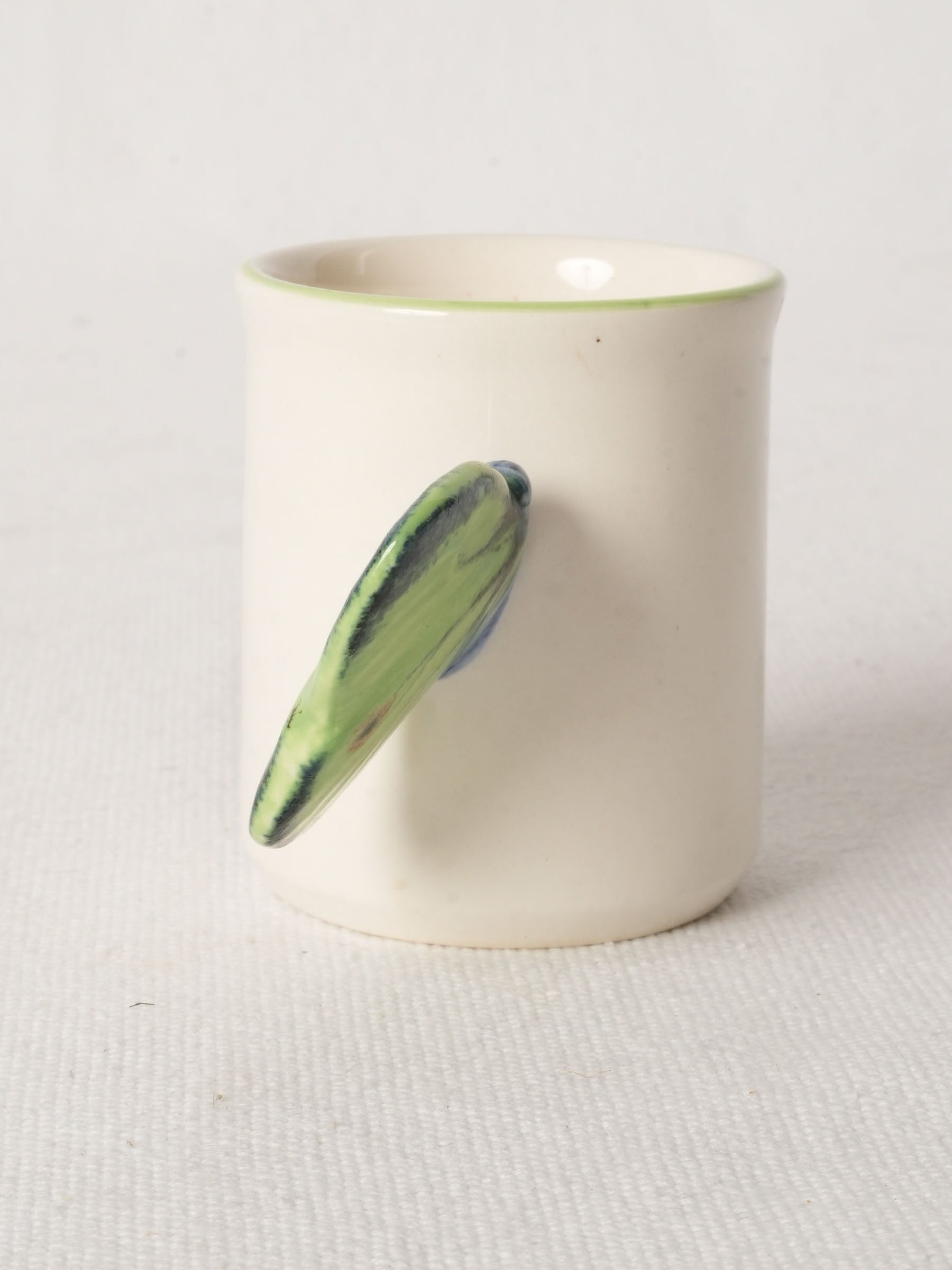 Ceramic Espresso Cup with Green Butterfly Handle