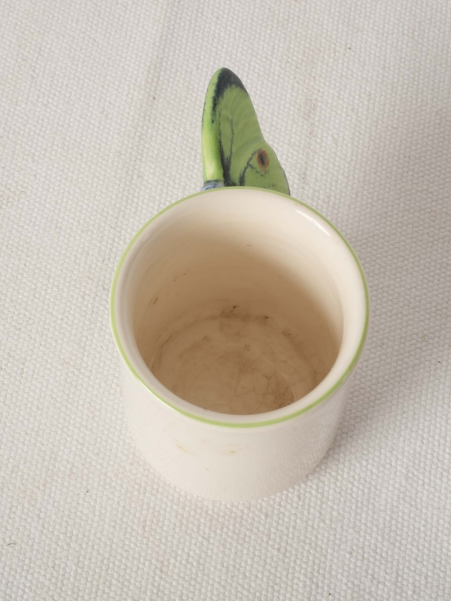 Ceramic Espresso Cup with Green Butterfly Handle