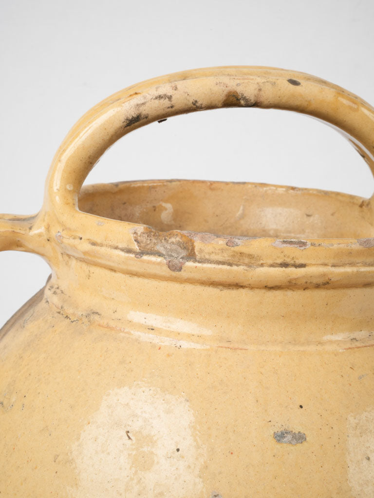 Aged French ceramic pitcher with spout