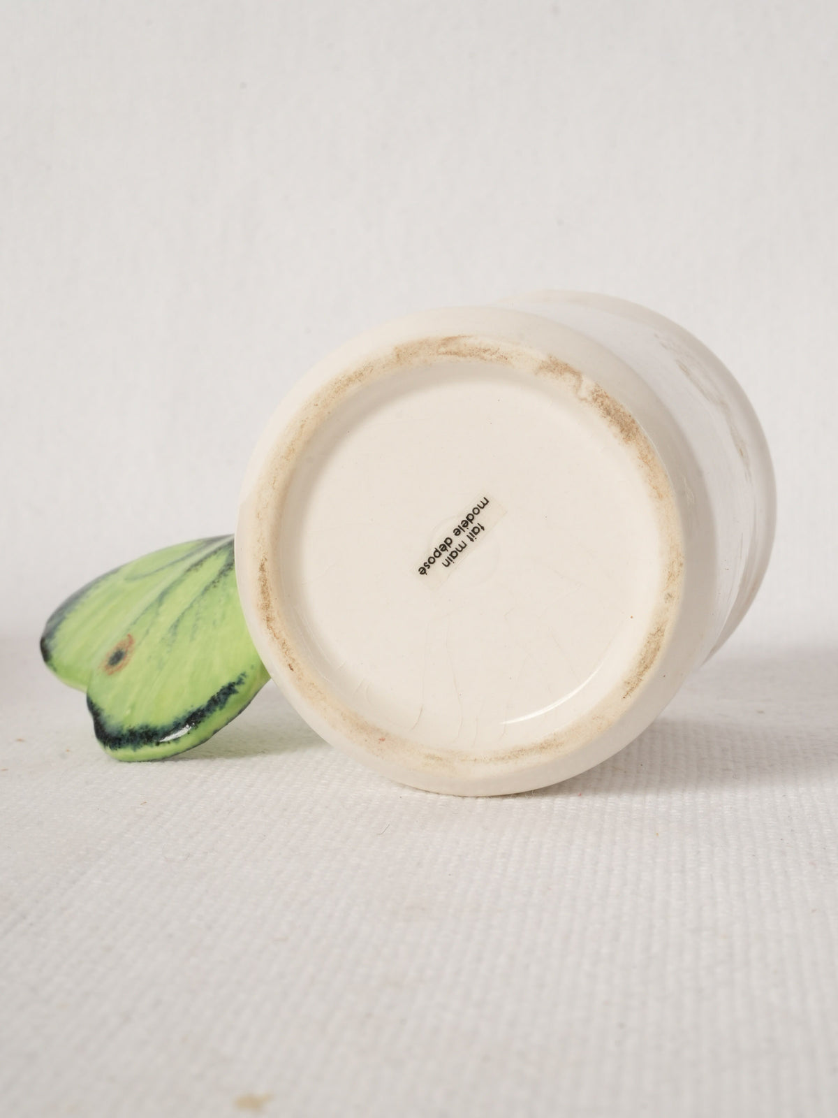 Ceramic Espresso Cup with Green Butterfly Handle