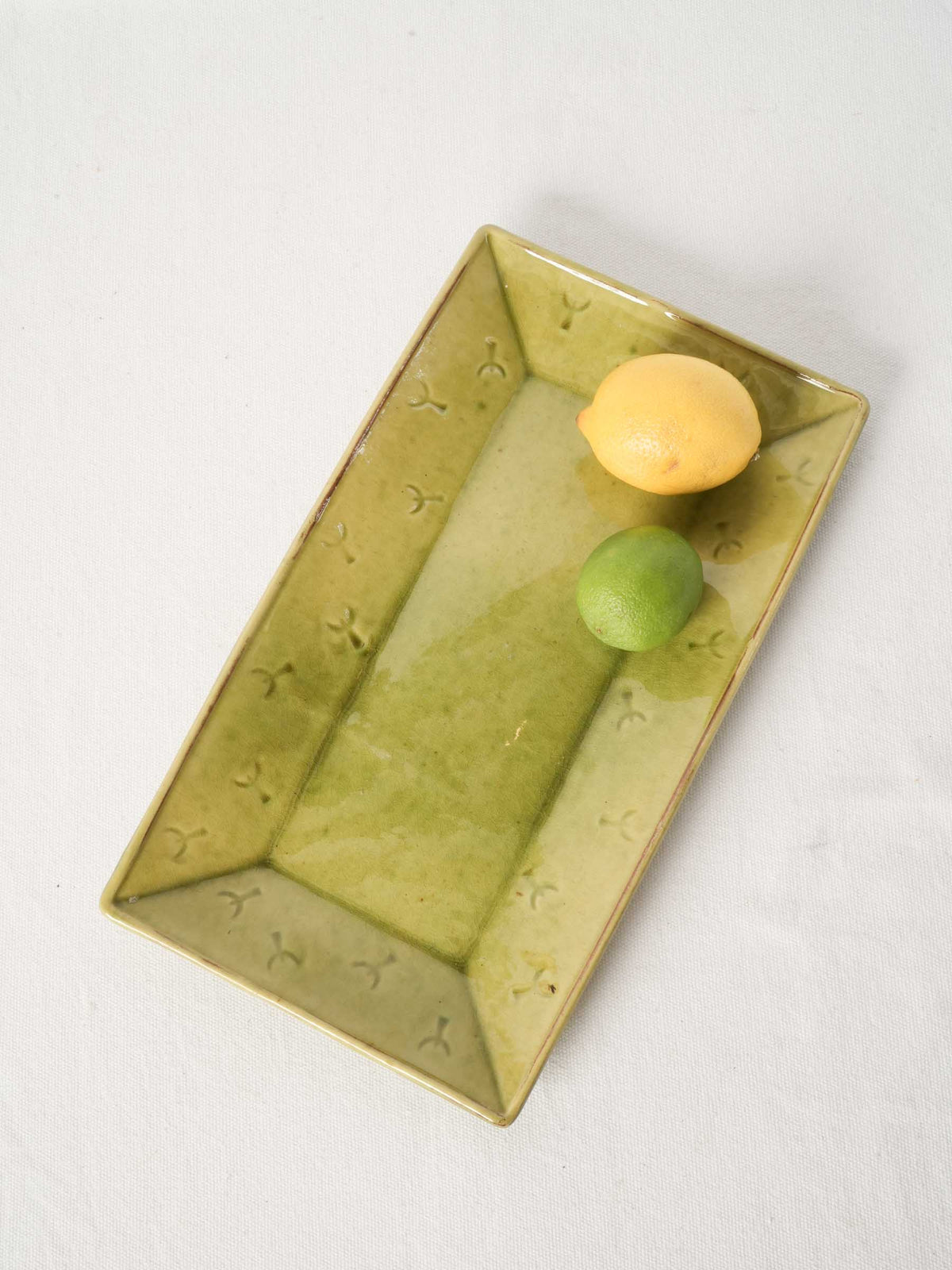 Rectangular Provençal Terracotta Platter w/ Green Glaze 14½" x 8¼"