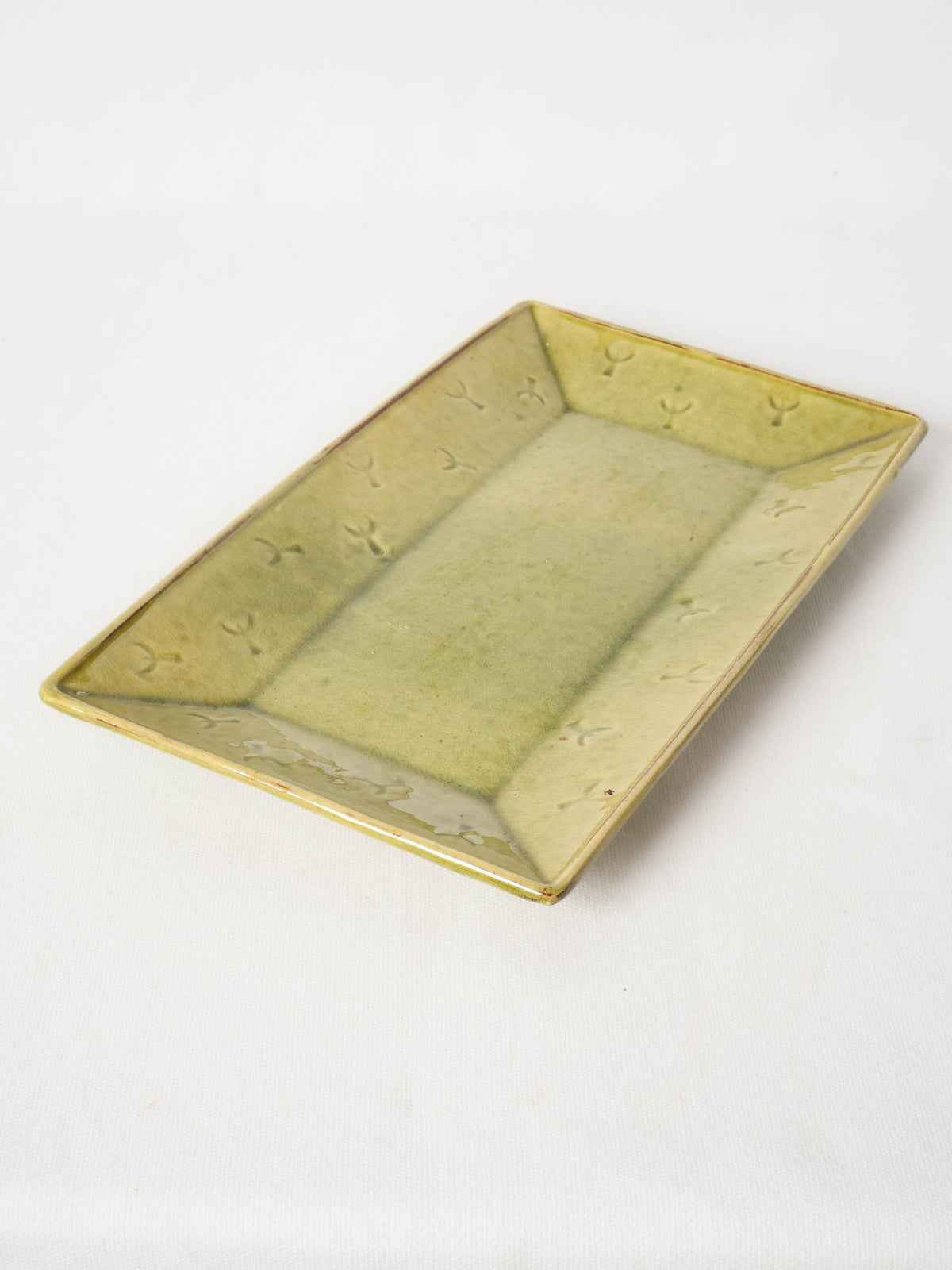 Rectangular Provençal Terracotta Platter w/ Green Glaze 14½" x 8¼"