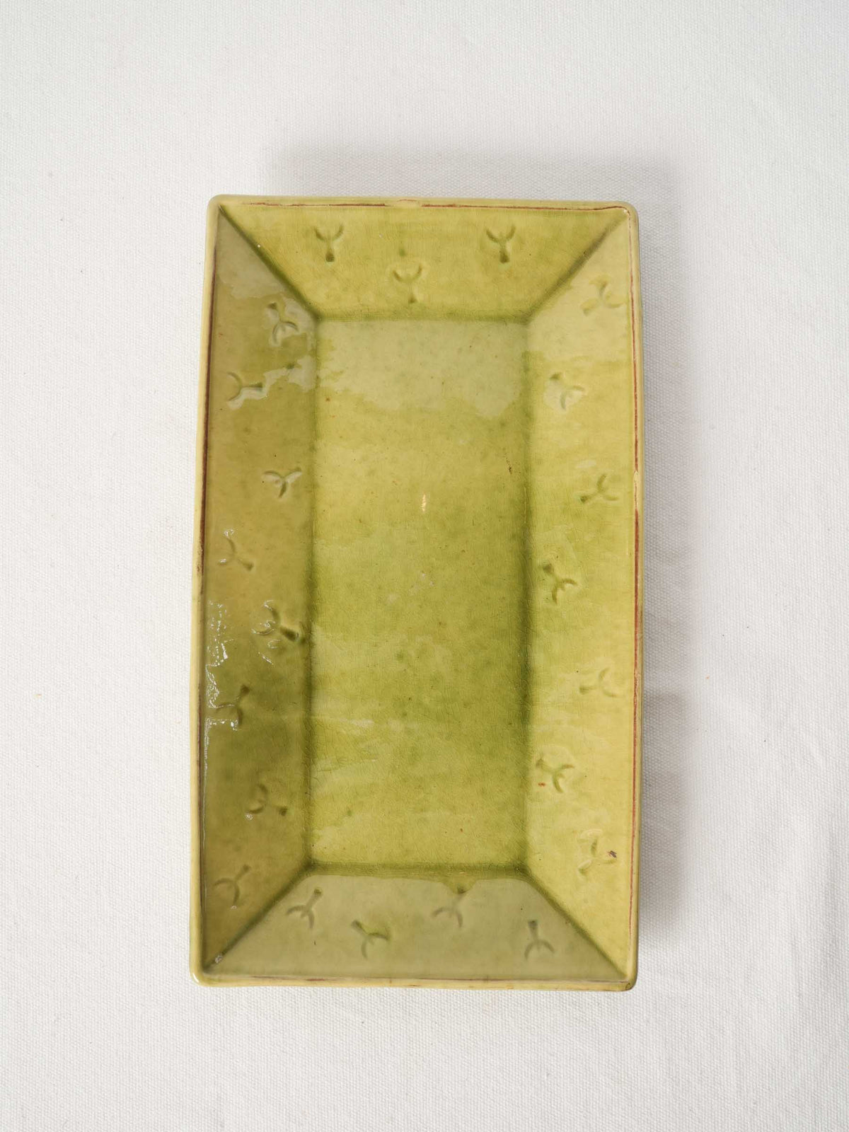 Rectangular Provençal Terracotta Platter w/ Green Glaze 14½" x 8¼"