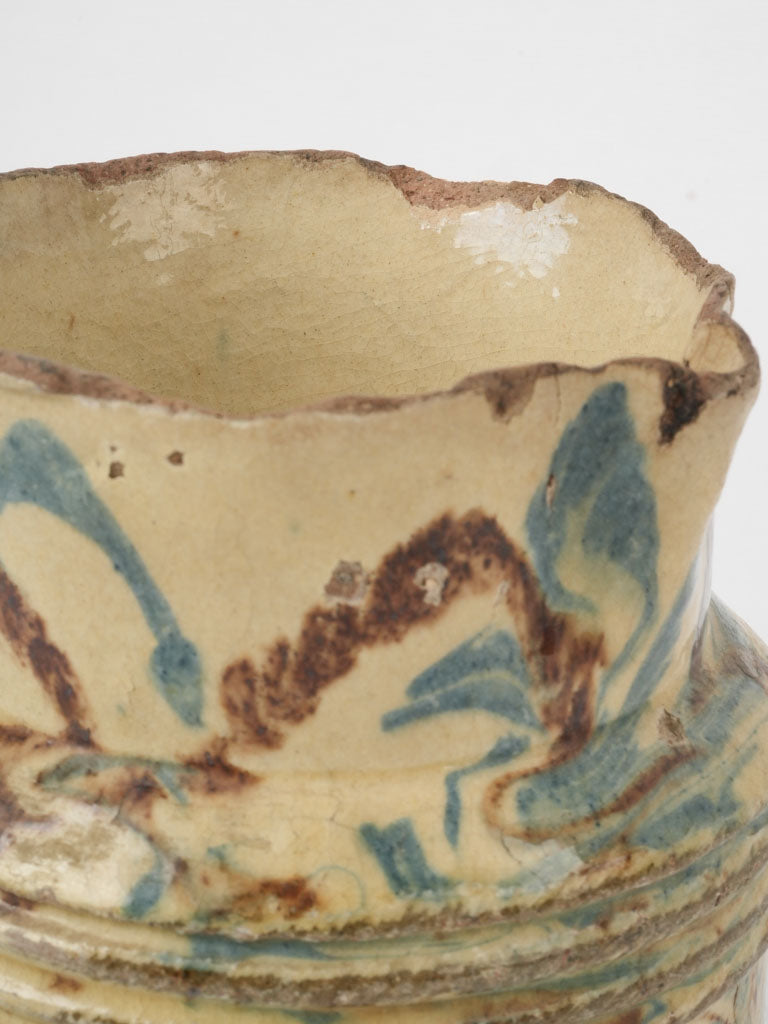 Quaint Provencal jaspe earthenware pot