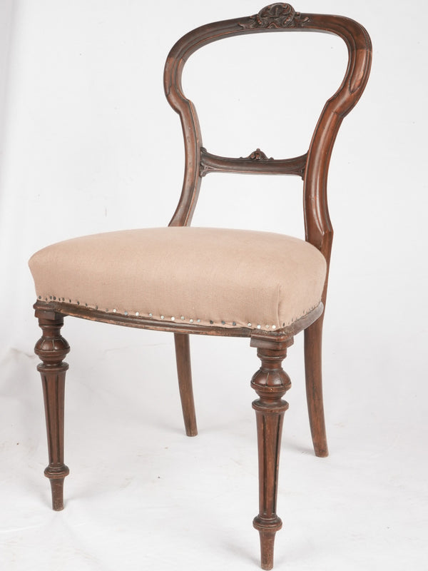 6 antique French dining chairs w/ linen