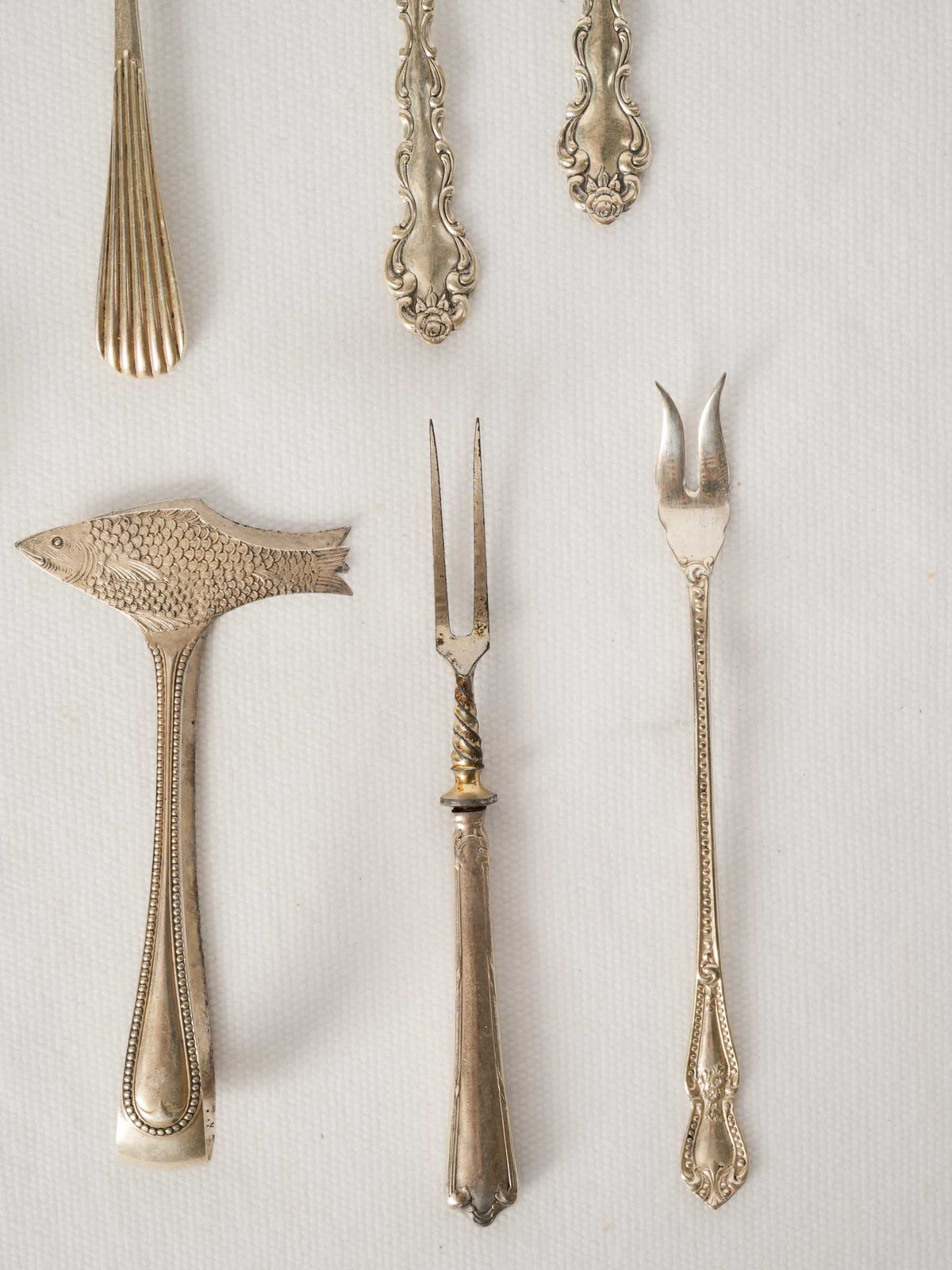 Set of 10 Antique Silver-Plate Fish and Shellfish Servers