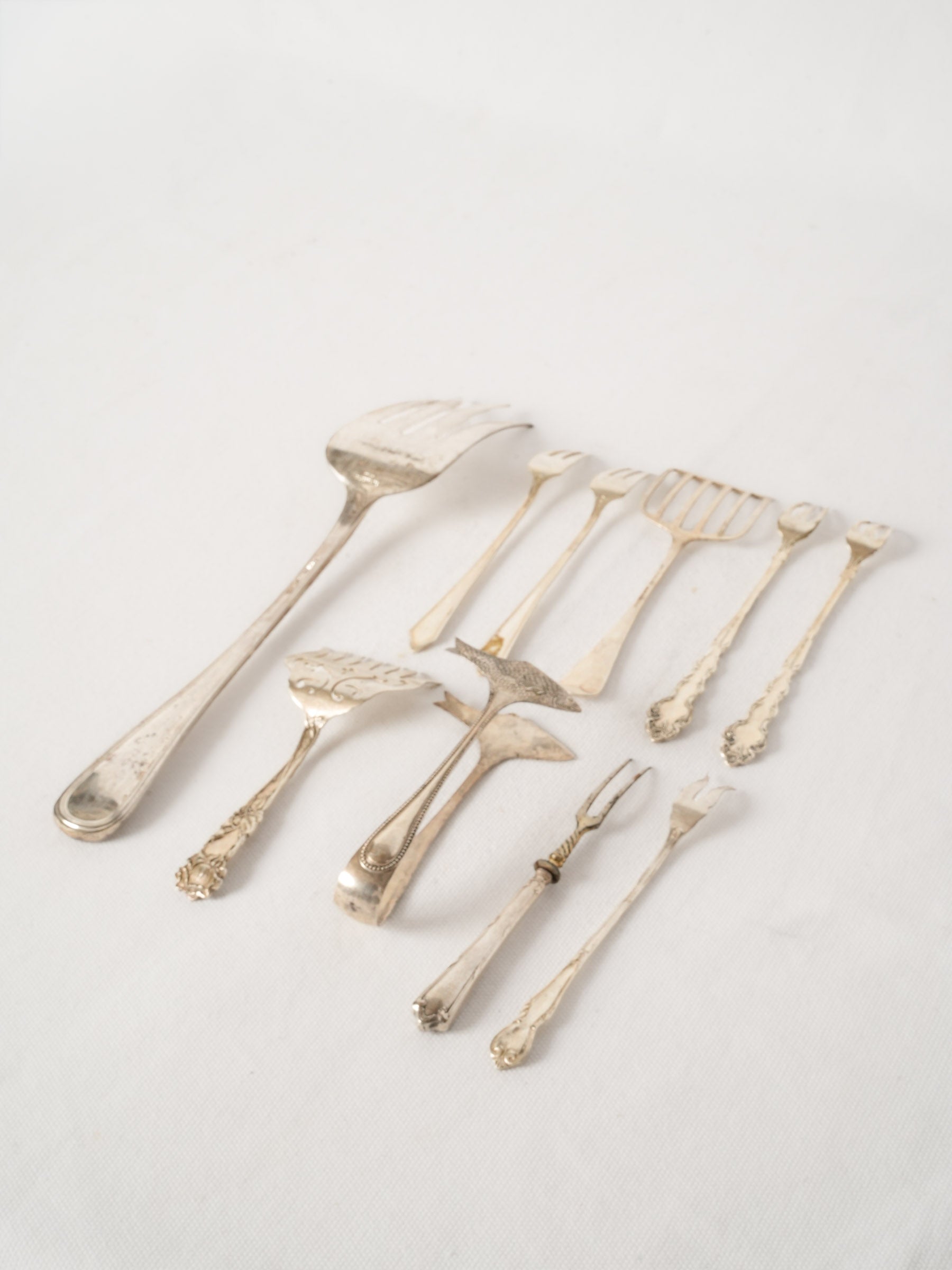 Set of 10 Antique Silver-Plate Fish and Shellfish Servers