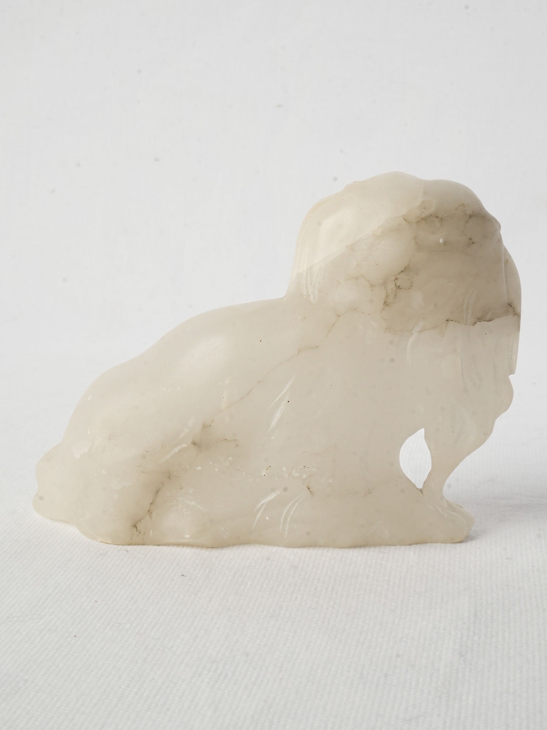 Charming alabaster Pekingese dog figurine