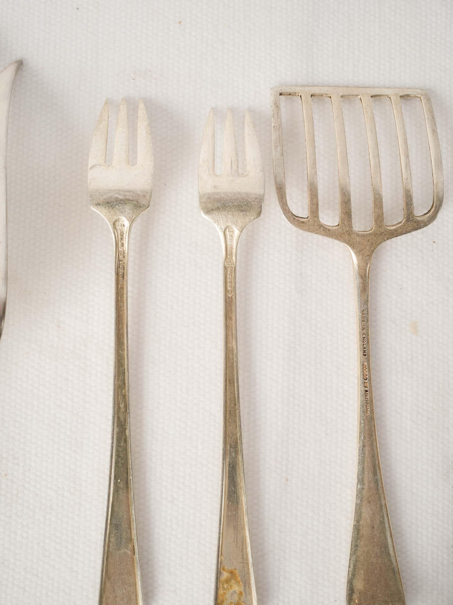 Set of 10 Antique Silver-Plate Fish and Shellfish Servers