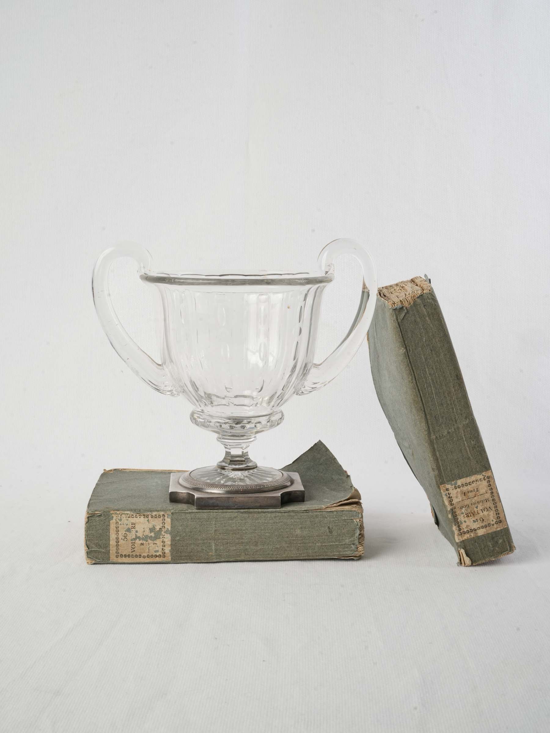 Early 19th Century Baccarat Crystal Two-Handled Coupe on Silver Mount - 7"