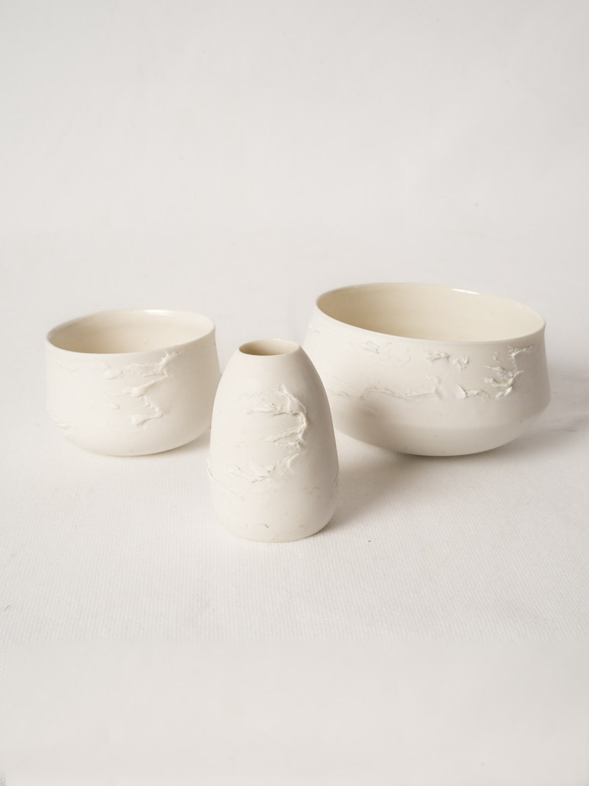 Three Pieces of Handmade Porcelain by Atelier-A France