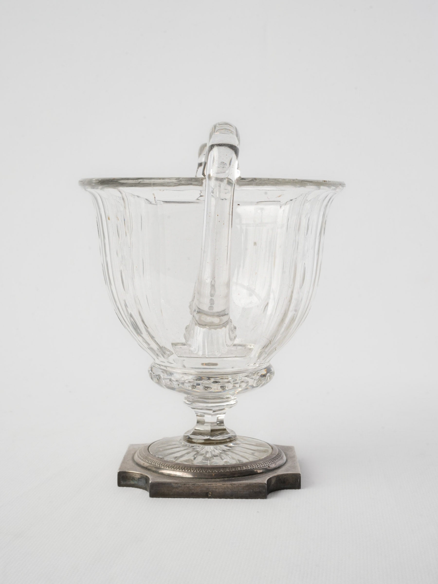 Early 19th Century Baccarat Crystal Two-Handled Coupe on Silver Mount - 7"