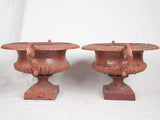 Rustic red patina decorative urns