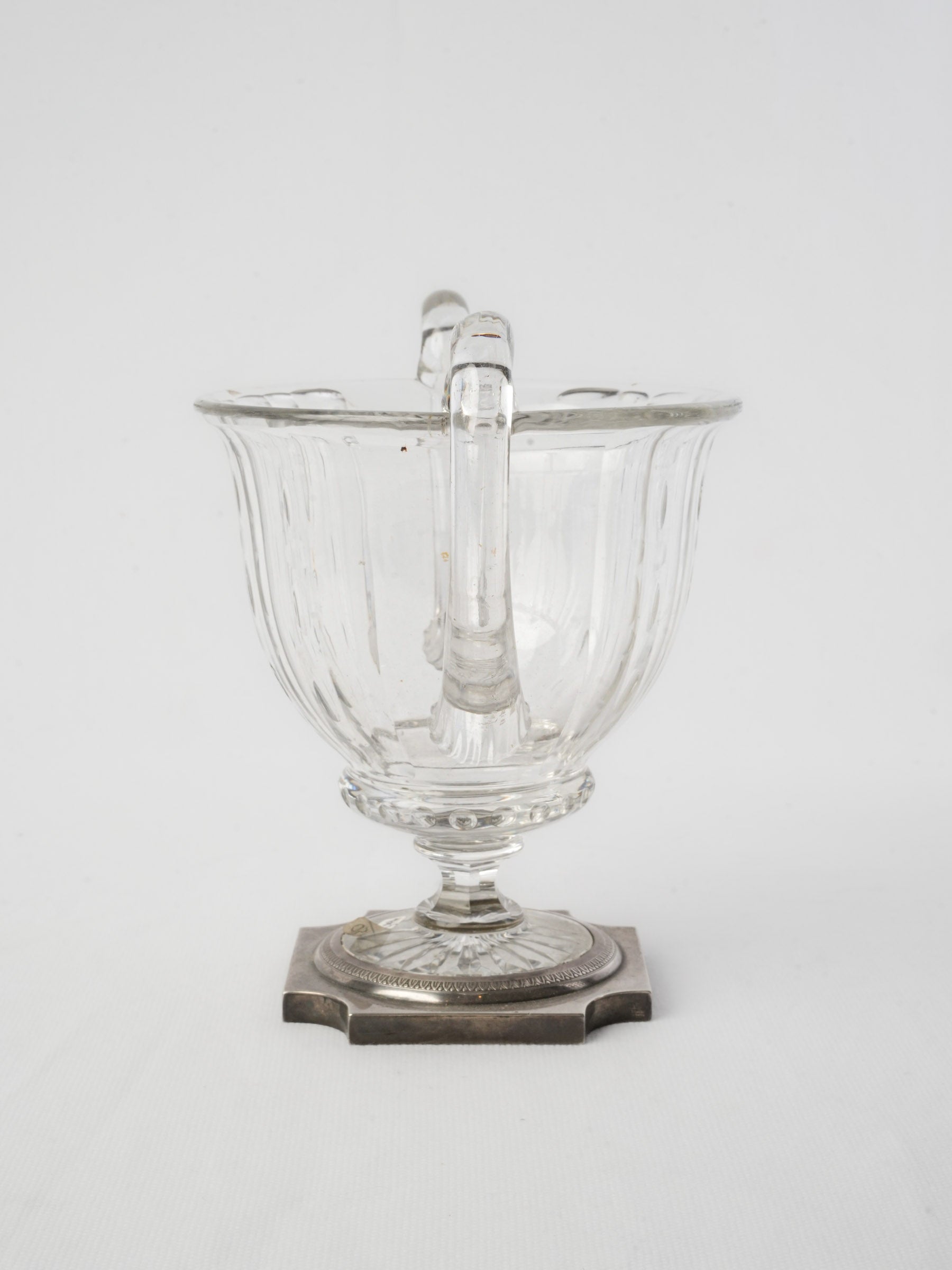 Early 19th Century Baccarat Crystal Two-Handled Coupe on Silver Mount - 7"