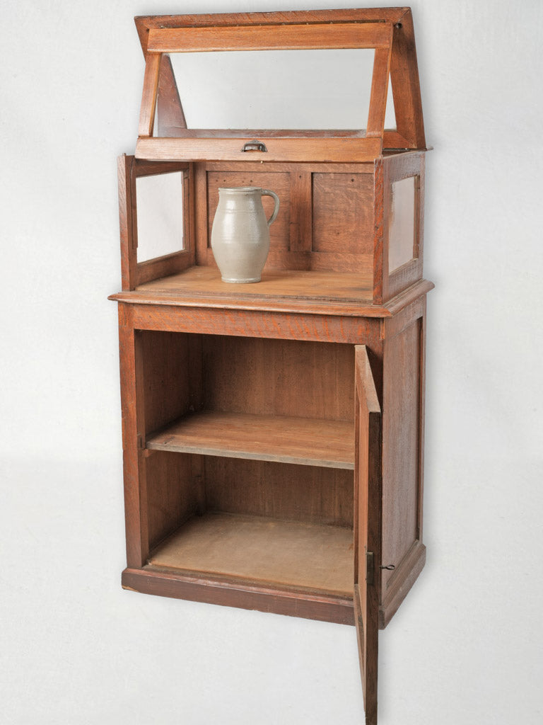 Antique oak glazed vitrine