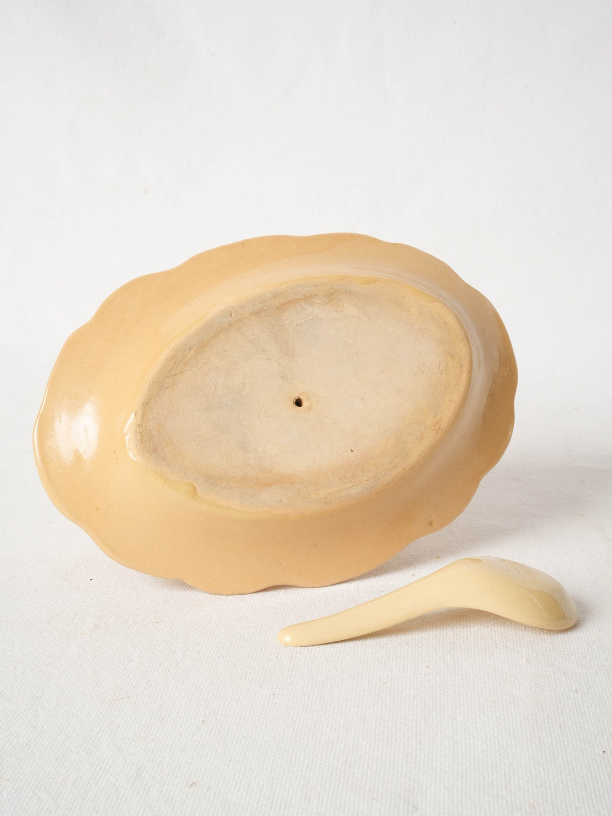 Handmade Provençal Ochre Ceramic Gravy Boat Set