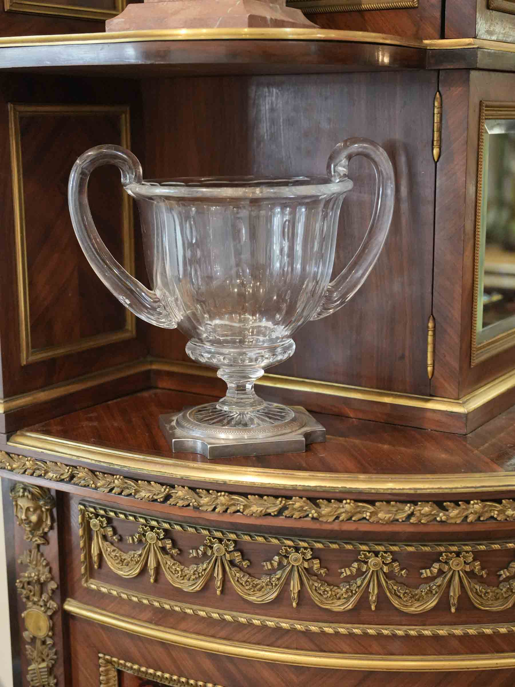 Early 19th Century Baccarat Crystal Two-Handled Coupe on Silver Mount - 7"