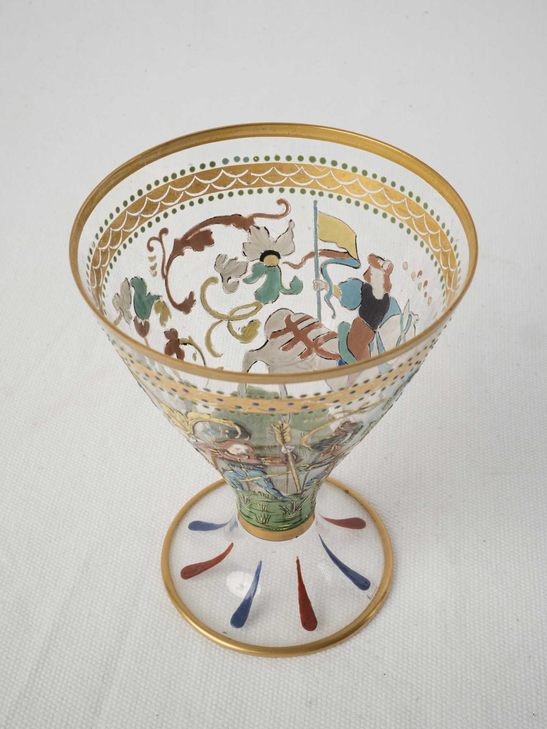 Hand-painted floral ornamented glass  